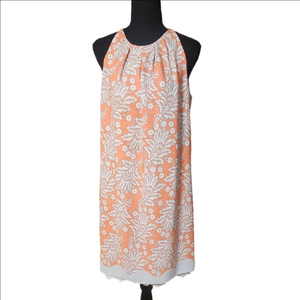LOFT Orange and White Patterned Dress, Size 12P